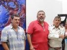 Presentacion de los escultores participantes, i/d Donald Jiménez, Francisco González, Miguel A. Brenes