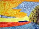 "Atardecer", acrílico sobre lienzo