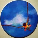 "Caribe cromático",acrílico sobre tela, 35 cms de diámetro,