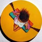 "...Gravitando...III", acrílico sobre tela, 25 cm de diámetro,